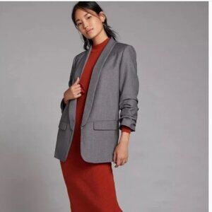 Mare Mare x Anthropologie Grey Manga Long Cinched Sleeve Boyfriend Blazer